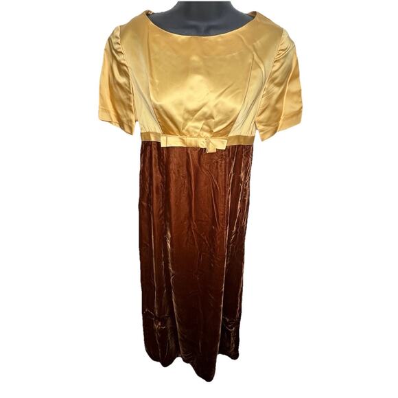 Vintage 70’s Handmade Brown Velvet Evening Gown Retro Dress Size XS - Picture 1 of 10